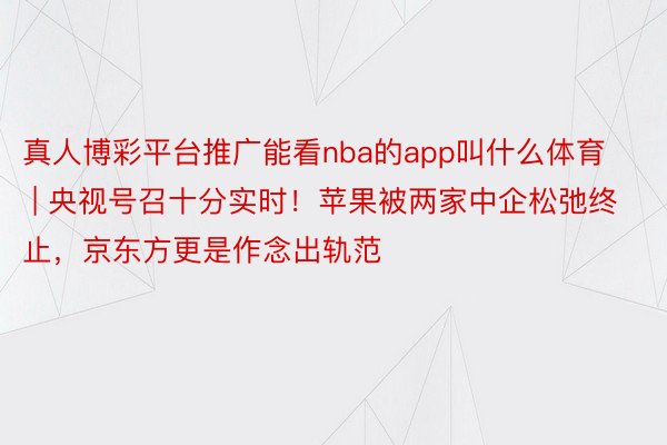 真人博彩平台推广能看nba的app叫什么体育 | 央视号召十分实时！苹果被两家中企松弛终止，京东方更是作念出轨范